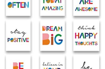 HPNIUB Watercolour Words Inspirational Quote Kids Wall Art Typography Wall Art Set of 9 (8”X10”) Canvas Painting,Motivational Poster Be Kind For Nursery or Kids Room Home Reading Corner Decorations