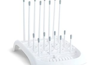 Munchkin Baby Bottle Holder, Folding Deluxe Baby Bottle Drying Rack, Baby Bottle & Water Bottle Drying Rack, Bottle Holder & Baby Bottle Rack, Baby Bottle Stand for Washing Up, Dishwasher Safe