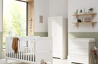 Tutti Bambini Rio 3-Piece Nursery Furniture Set - 2-in-1 Baby Cot Bed, Baby Changing Table with Drawers + Nursery Wardrobe for Baby Storage, Baby Furniture Set Nursery, Baby Storage (White)