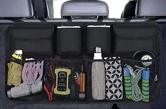 URAQT Car Boot Organiser Waterproof Kick Mats Car Organiser Seat Back Protectors, Multi-Pocket Children's Travel Storage, Durable Foldable Cargo Net Storage for Car Backseat Cover