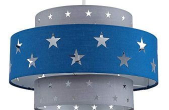 MiniSun Modern Blue & Light Grey Cut Out Star Design Cylinder Ceiling Pendant Light Shade