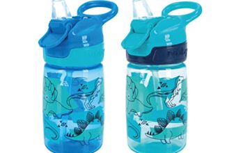 Nuby Incredible Gulp Water Bottle - No Spill Active Toddler Sippy Cup 360ml / 12oz Carry Handle Dishwasher and Microwave Safe Suitable Beaker for 18 Months Plus (Dinosaurs, Pack of 2), 048526890453